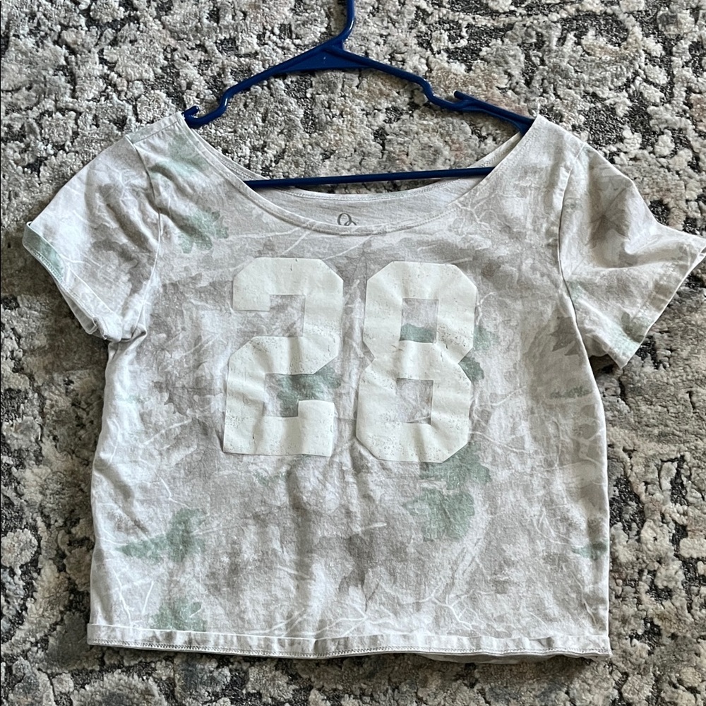 Marshalls White Crop Tee with Mint Green Accents and '23' Graphic